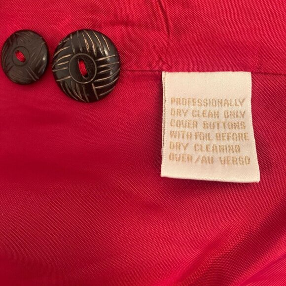 VTG 80s Dana Buchman Red Wool Double Breasted Blazer Jacket Plus Size 14 - Picture 12 of 14